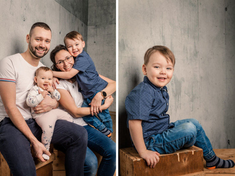 moderne Familienfotos im Studio